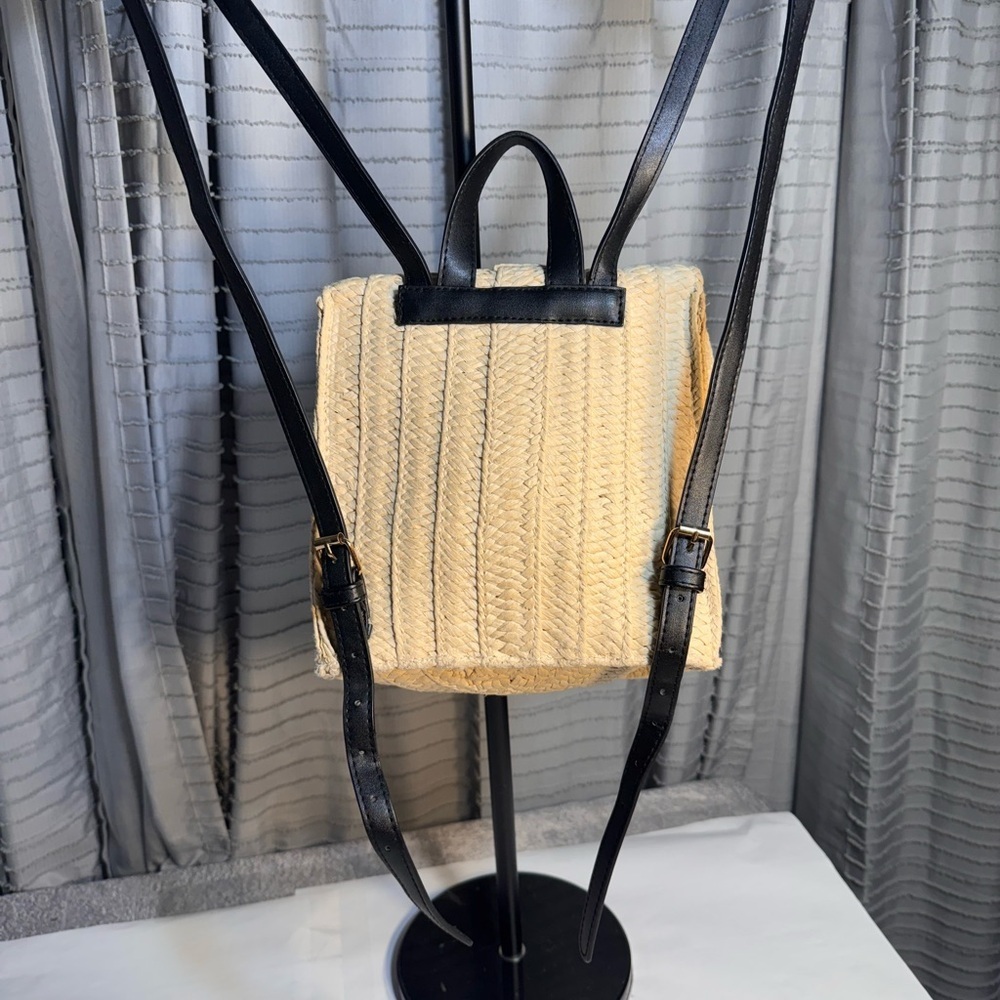 A New Day Cream Woven Backpack with Black Straps - Picture 3 of 13